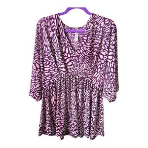 Dear Scarlett Women’s Purple Abstract Print Top - Size Large